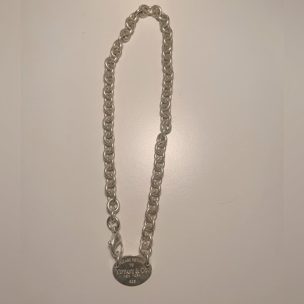 Tiffany & co oval tag pendant necklace